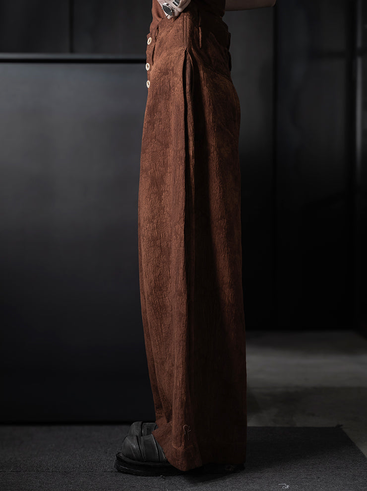 KINYAN LAM<br>WOMENS Natural Dye Jacquard Balloon Cut Trousers / Brown