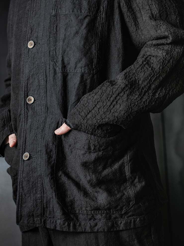 P.R. PATTERSON<br>HARLEQUIN LINEN WORK JACKET / BLACK