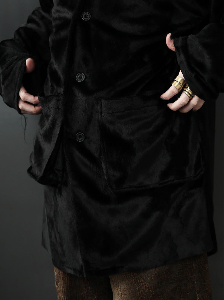 OLUBIYI THOMAS<br> UNISEX Velvet Kimono Work Jacket / Black