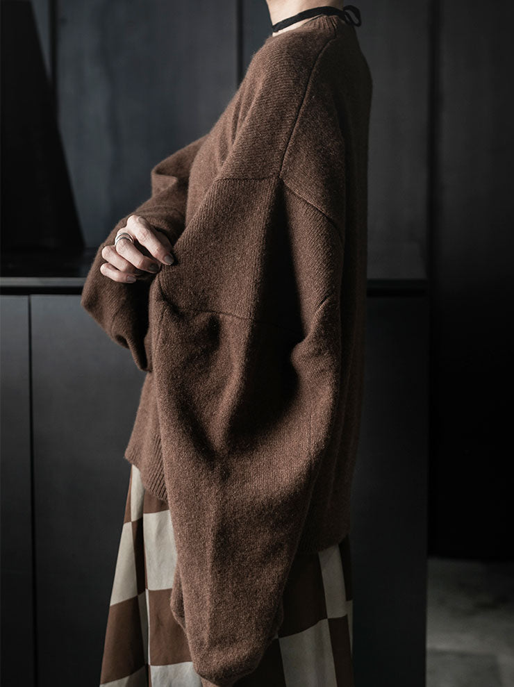 UMA WANG<br>WOMENS SQUARE SLV TOP / DARK MUSTARD