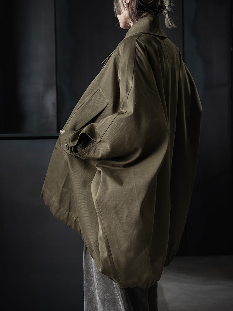 UMA WANG<br>WOMENS OVERSIZED JACKET / DARK GREEN