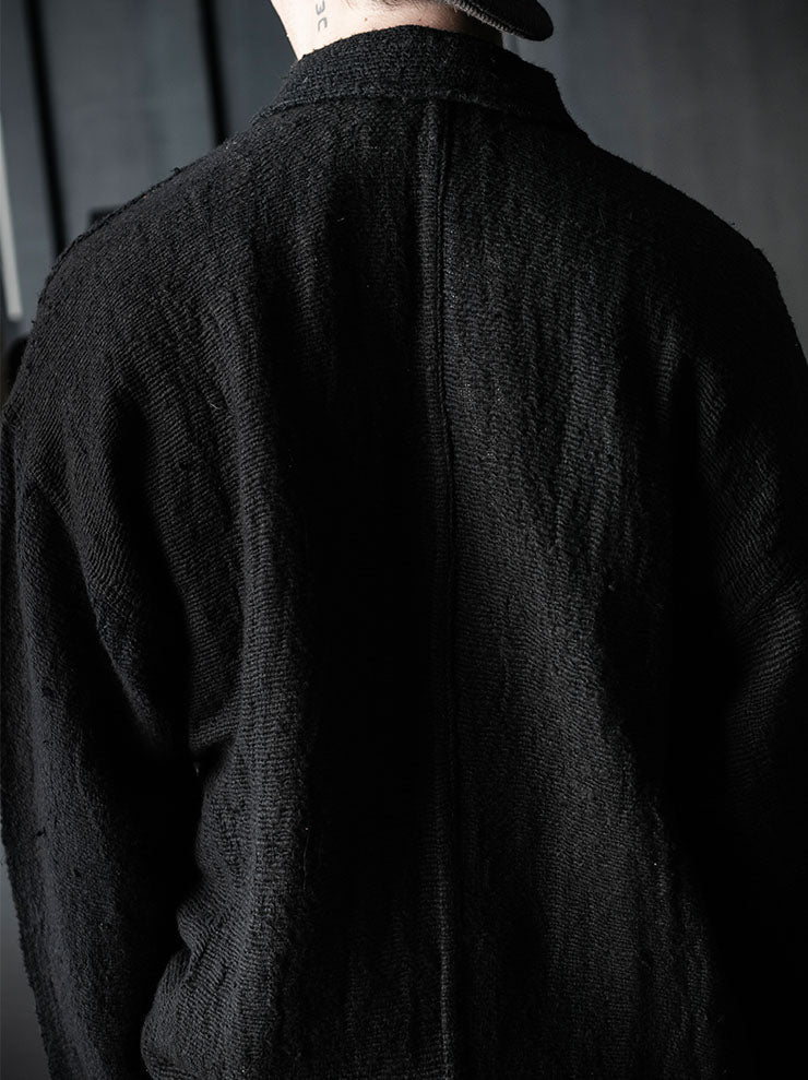 toward(s)<br>CARDIGAN IN BURNT COAL DYE TEXTURED COTTON / BLACK