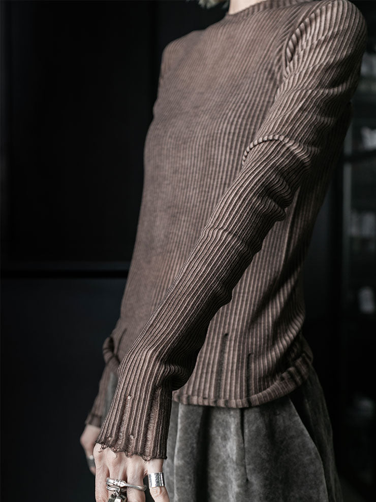 UMA WANG<br>WOMENS LONG SLEEVE TOP / BROWN