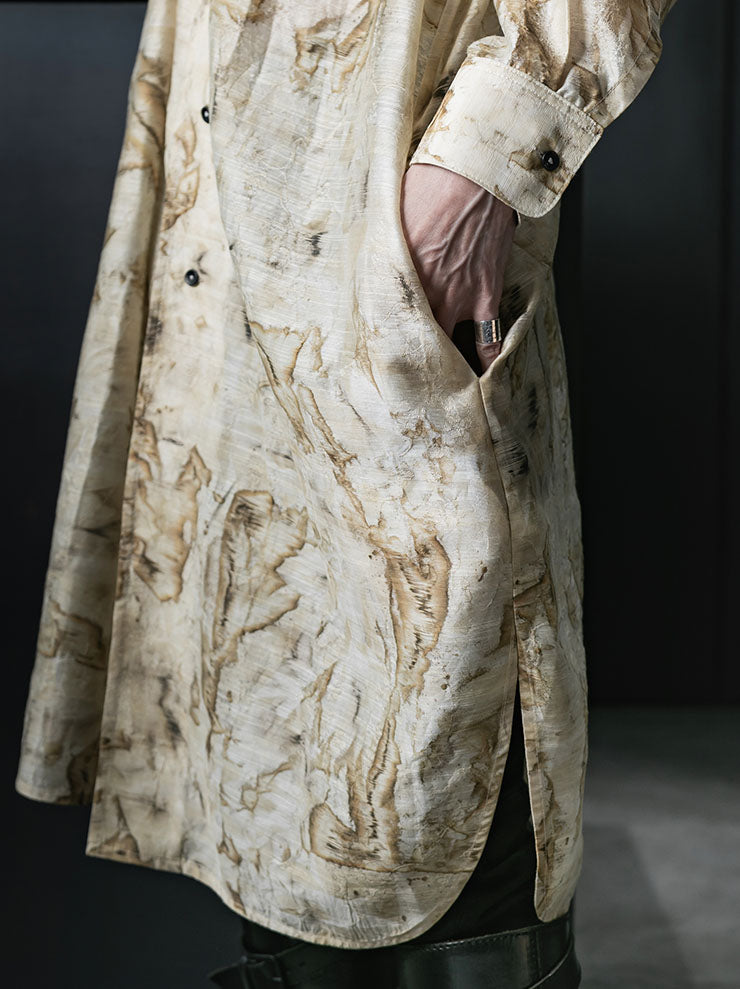 CHIAHUNG SU<br>WOMENS DYED VINTAGE FABRICS ELONGATED SHIRT