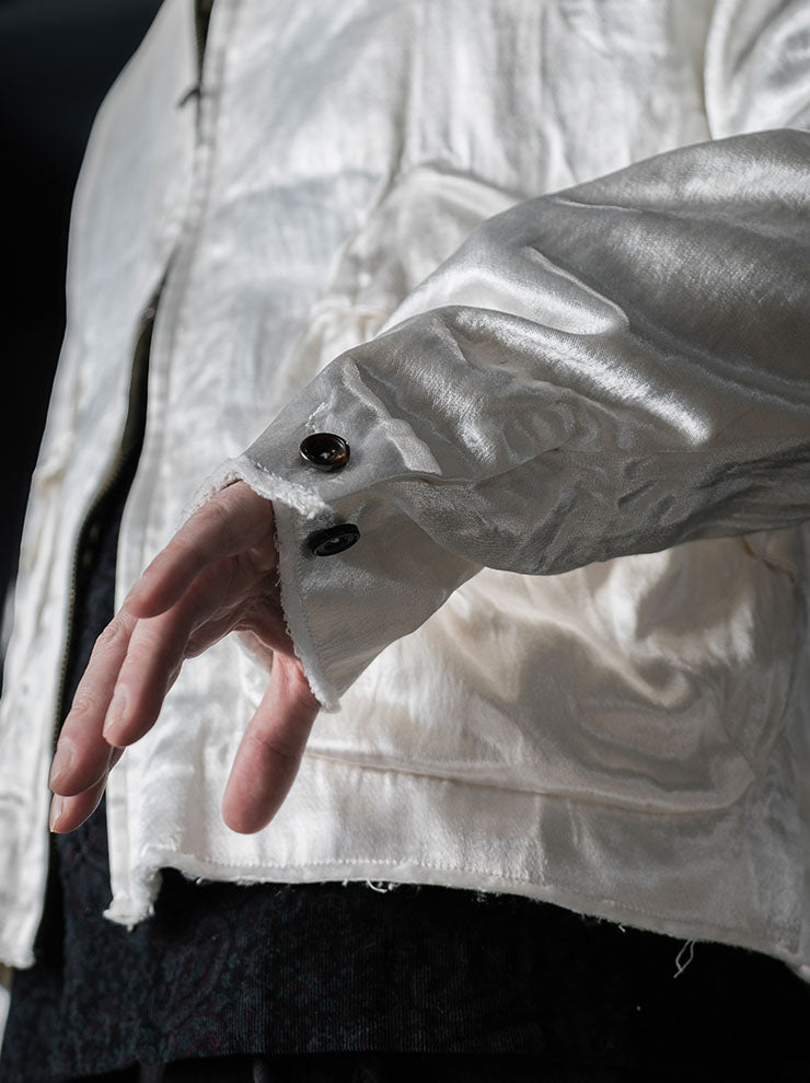 MONAD<br> Collarless Rouach Jacket / Ivory
