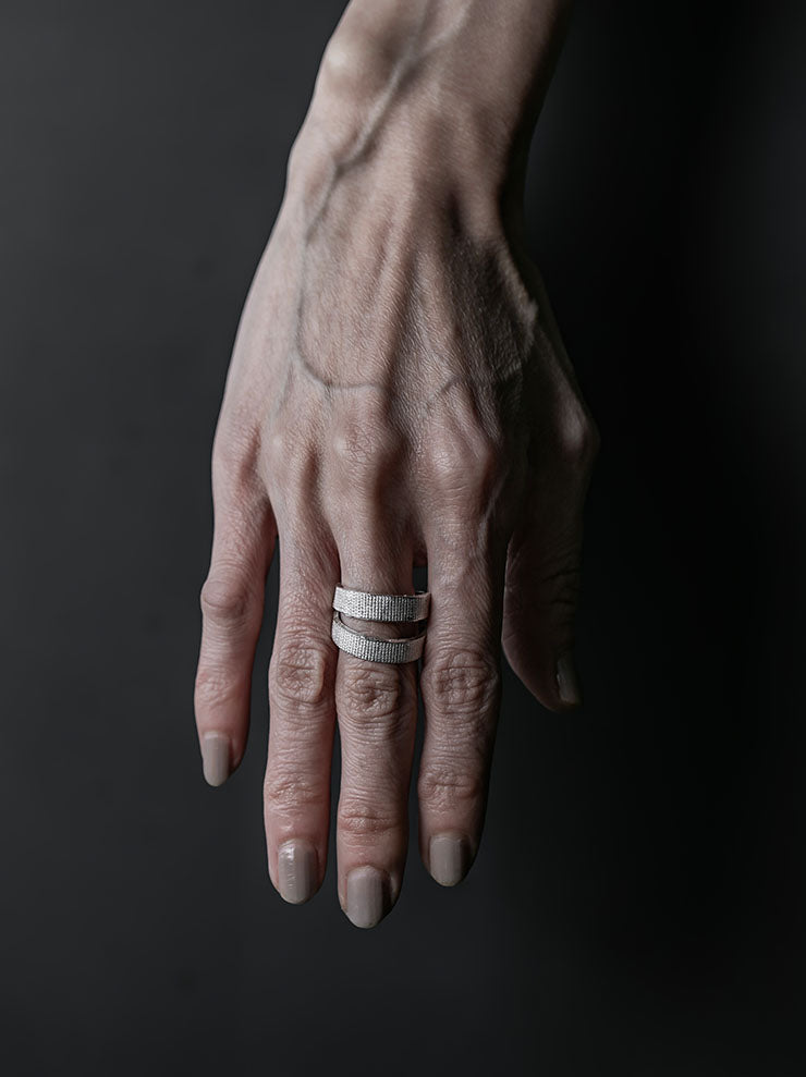 DETAJ<br> 2-BANDAGE SILVER RING / 2-VTGR05 / VINTAGE WHITE