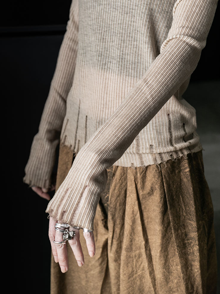 UMA WANG<br>WOMENS LONG SLEEVE TOP / TAN