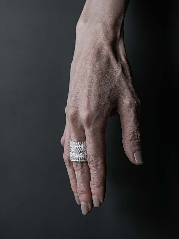 DETAJ<br> 2-BANDAGE SILVER RING / 2-VTGR06 / VINTAGE WHITE