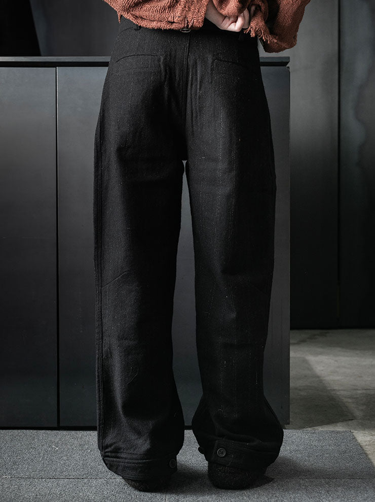 toward(s)<br>2 PLEAT PANTS IN DRIZZLE WEAVE WOOL / IRON INK BLACK