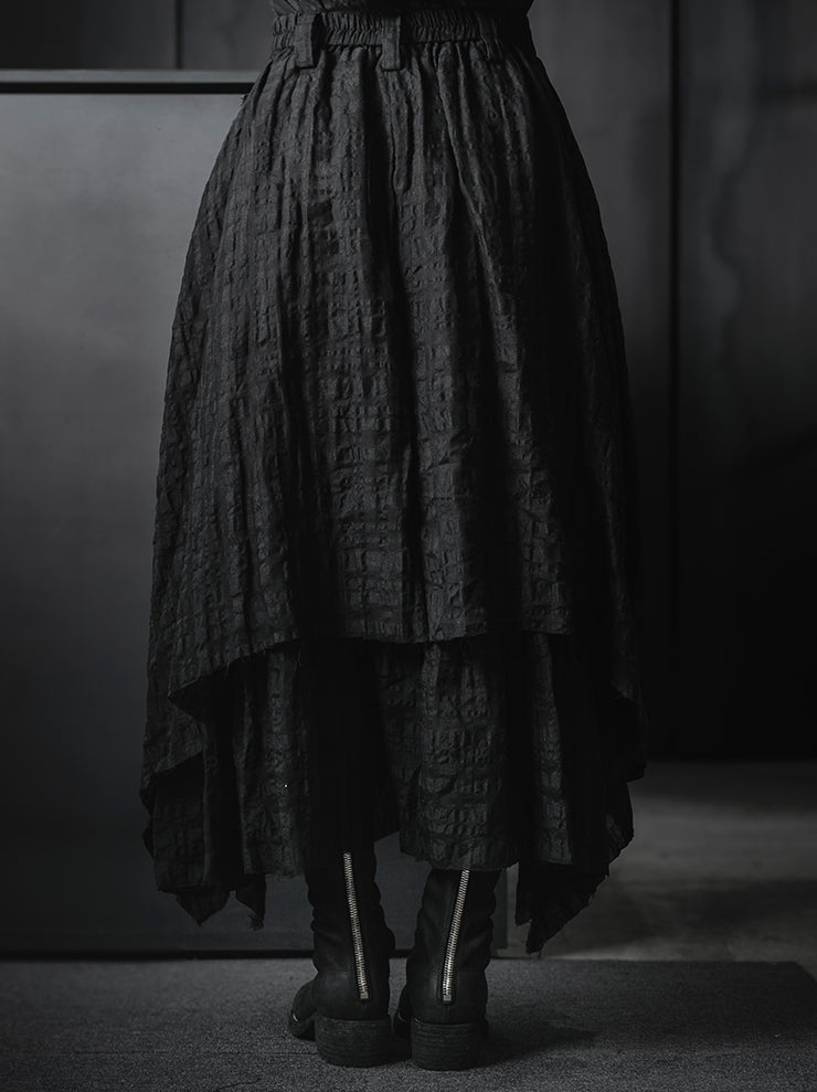 CHIAHUNG SU<br>HAND WOVEN CHECKER MIDI SKIRT / BLACK CHECKER