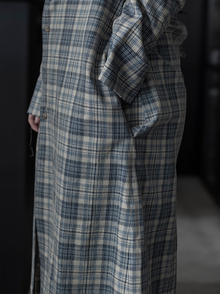 K'ANG<br>WOMEN BACK TIED LONG SHIRT DRESS / BLUE