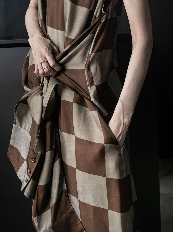 UMA WANG<br>WOMENS AZZO DRESS / MUSTARD/TAN