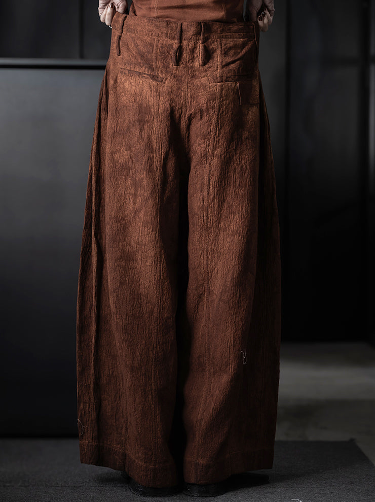 KINYAN LAM<br>WOMENS Natural Dye Jacquard Balloon Cut Trousers / Brown