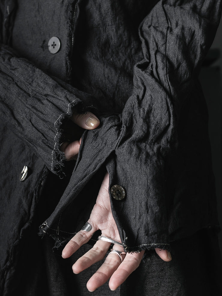 CHIAHUNG SU<br>HAND-DYED & WOVEN LAYERING RAW EDGE BLAZER / DYE BLACK
