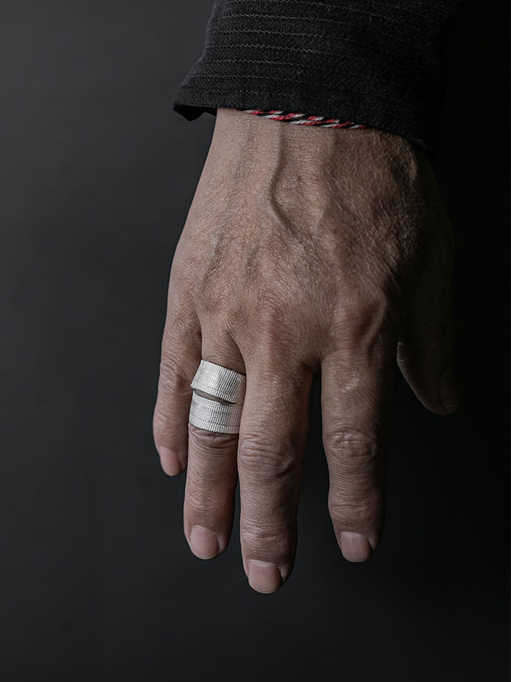 DETAJ<br> 2-BANDAGE SILVER RING / 2-VTGR04 / VINTAGE WHITE