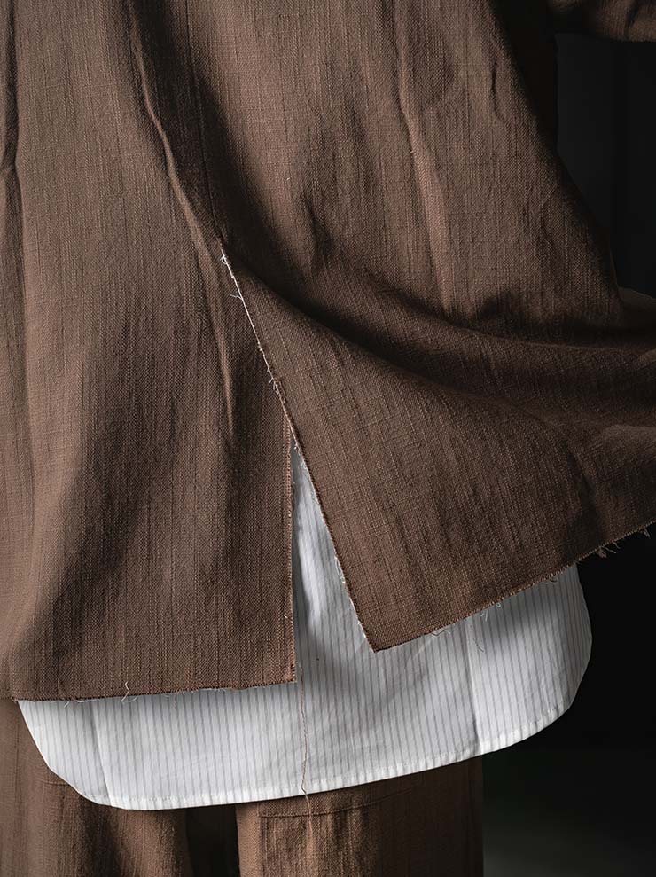 WRIGHT + DOYLE<br>UNISEX TOLMEN JACKET / OCHRE PINSTRIPE