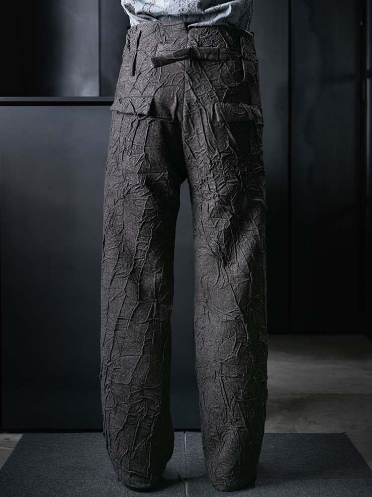 K'ANG<br>MENS HIGH-WAIST WIDE FIT TROUSERS / BROWN