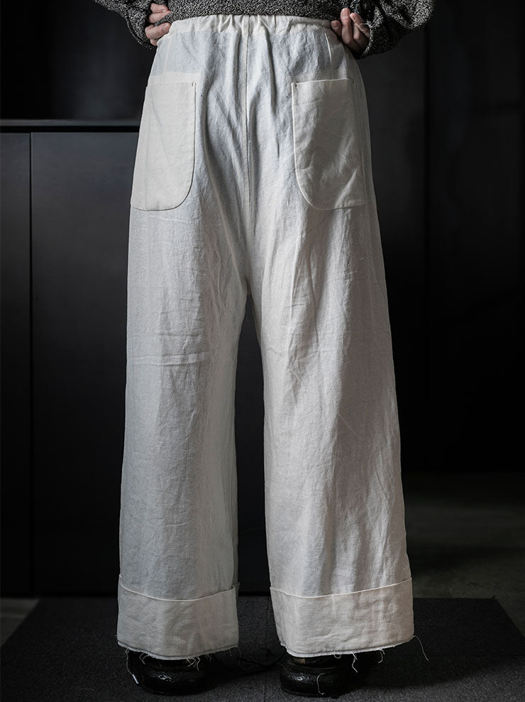 MONAD<br> Lewis Relaxed wide leg Drawcord Pant / Natural/Undyed