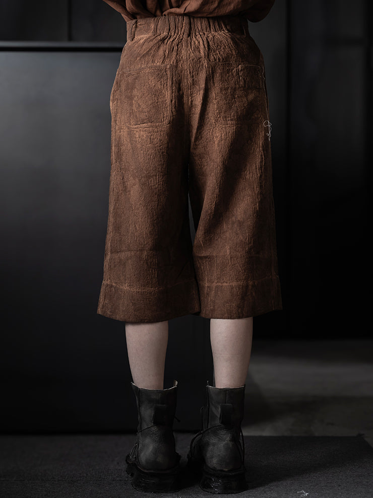 KINYAN LAM<br>Unisex Jacquard Wide Capri Trousers / Brown