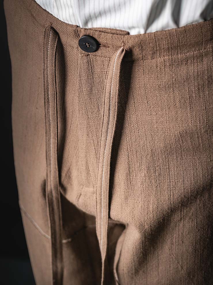 WRIGHT + DOYLE<br>UNISEX HAYTOR TROUSERS / OCHRE PINSTRIPE