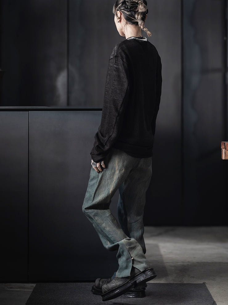 K’ANG <br>Men’s purgatory shadow-dyed trousers with 925 silver hook closer / SHADOW