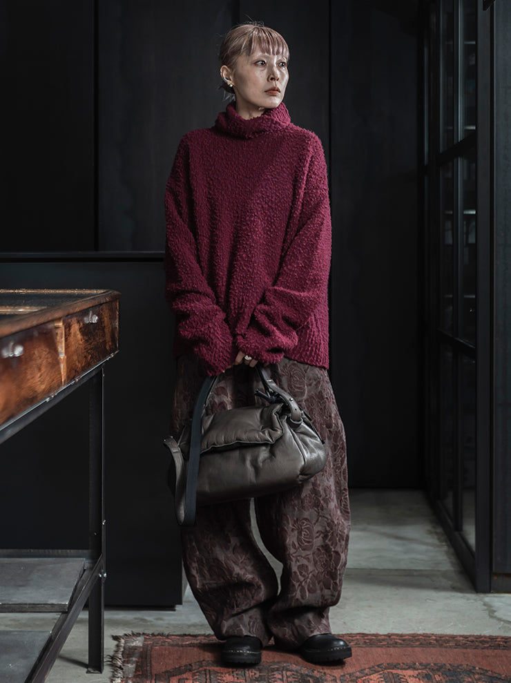 UMA WANG <br>WOMENS ハイネックニットトップス / DARK RED