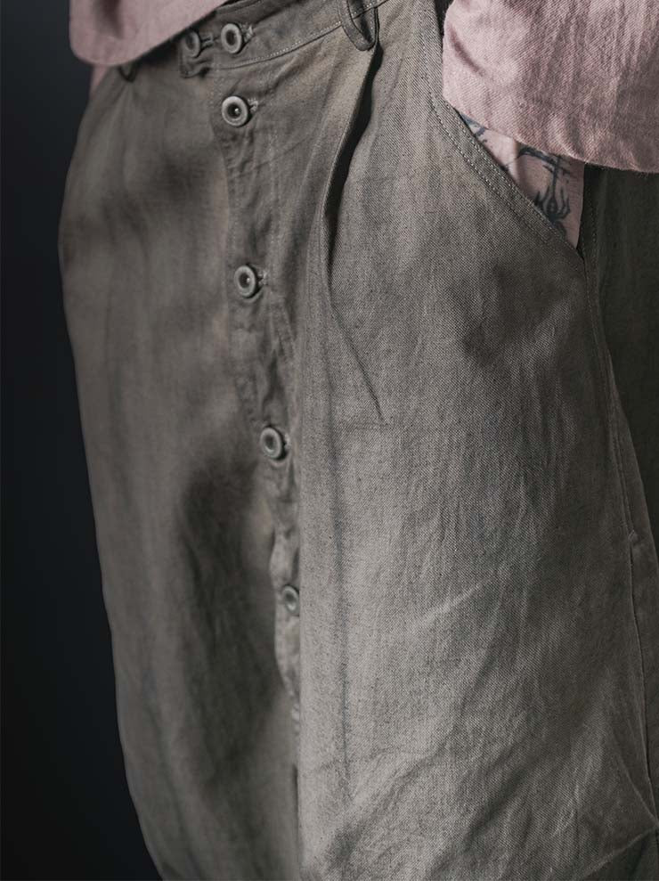 EVAN SCOTT MONROE<br>Upside Down Trousers / Pomegranate, Greige/Green