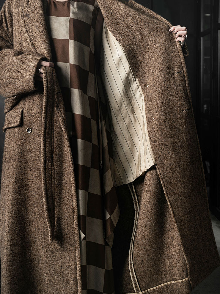 UMA WANG<br>WOMENS CICERO COAT / MUSTARD/BLACK