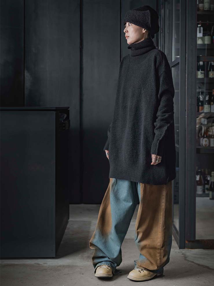 DANIEL ANDRESEN<br> Rib turtleneck pullover MARJORAM / BLACK