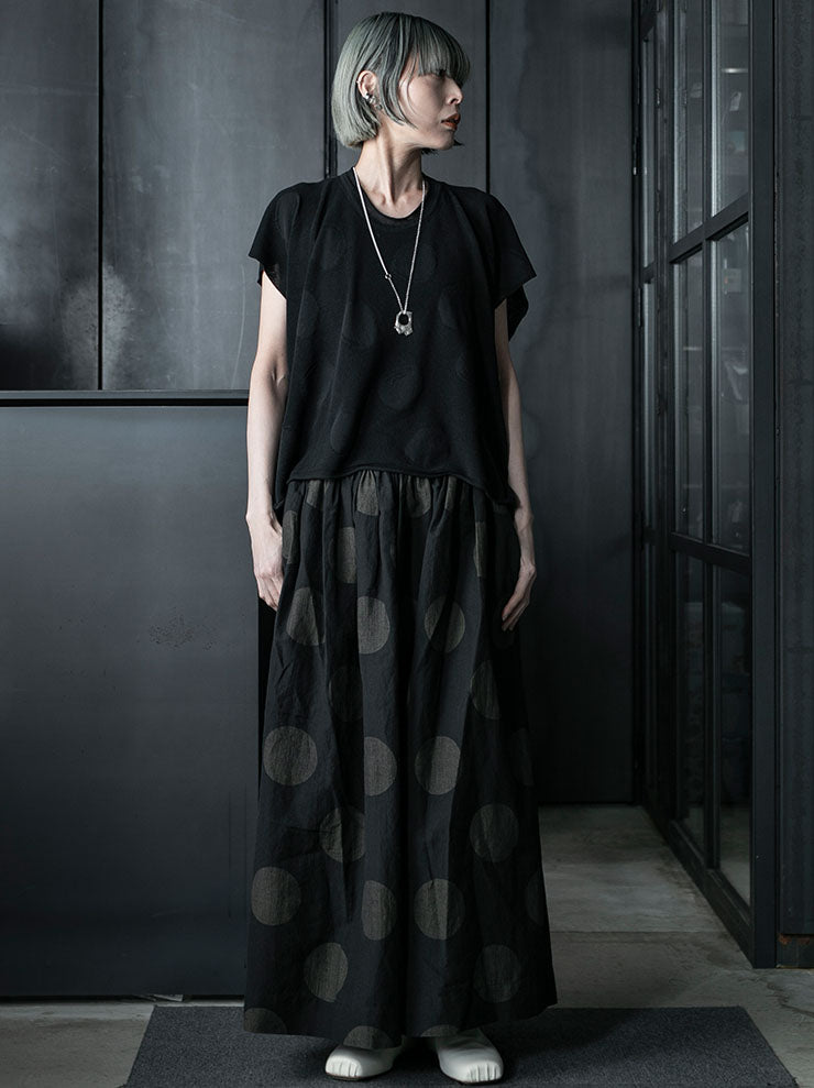 UMA WANG <br>WOMENS ドットニットトップス /  BLACK