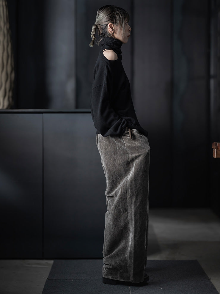 UMA WANG<br>WOMENS CASHMERE HIGH NECK TOP / BLACK