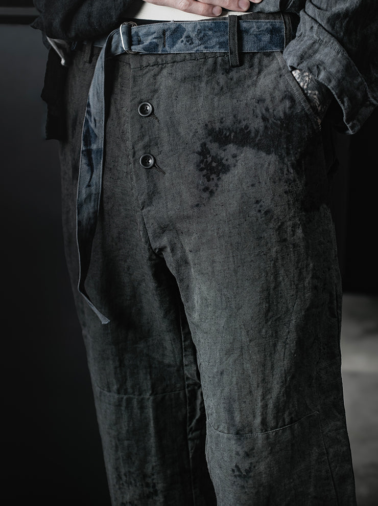 ATELIER SUPPAN<br>MEN'S Blue-green hemp TROUSERS / E26-08