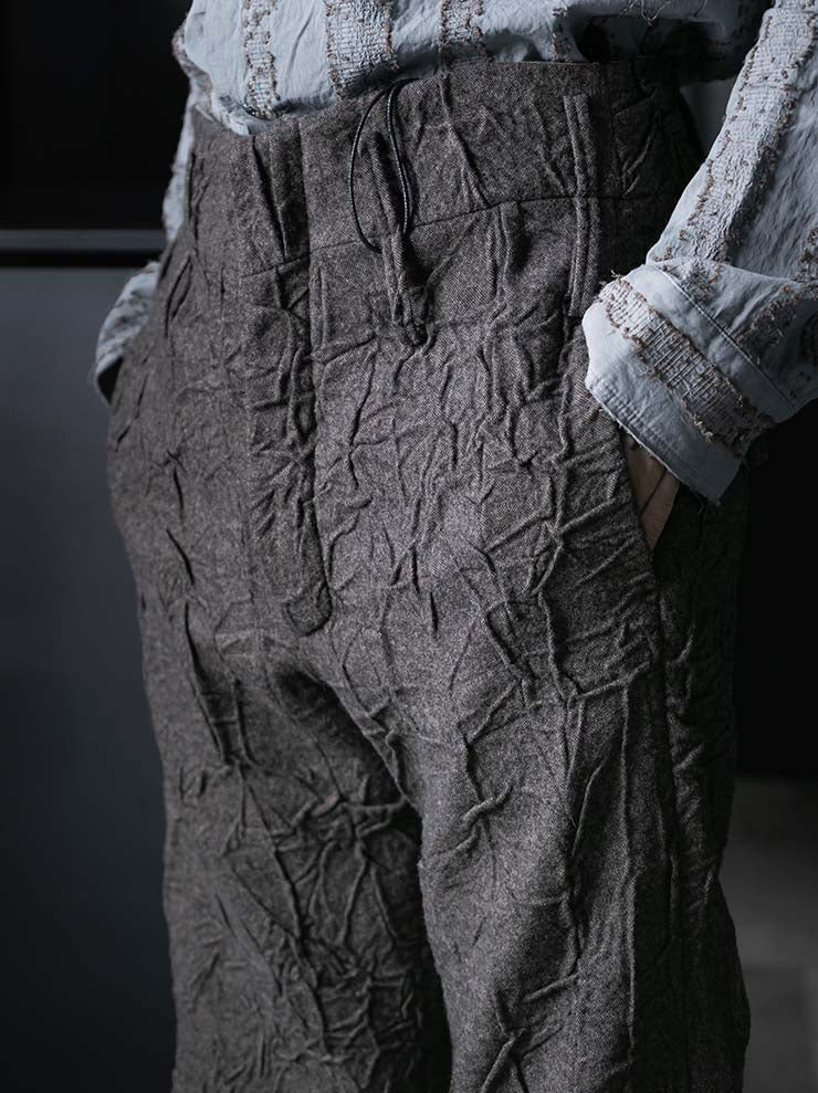 K'ANG<br>MENS HIGH-WAIST WIDE FIT TROUSERS / BROWN