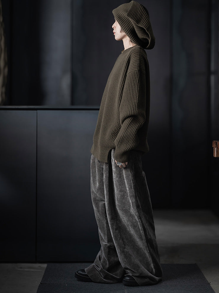 UMA WANG<br>WOMENS CASHMERE OVER TOP / ARMY GREEN