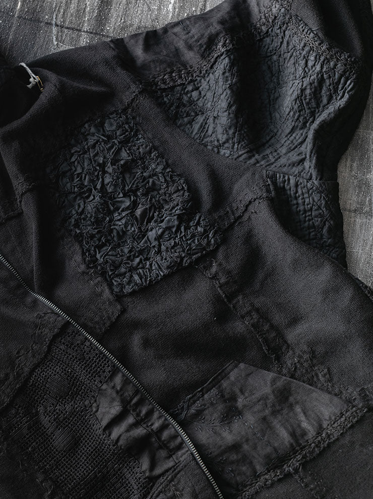 By Walid<br> UNISEX ZIP UP HOODIE / BLACK / SIZE M