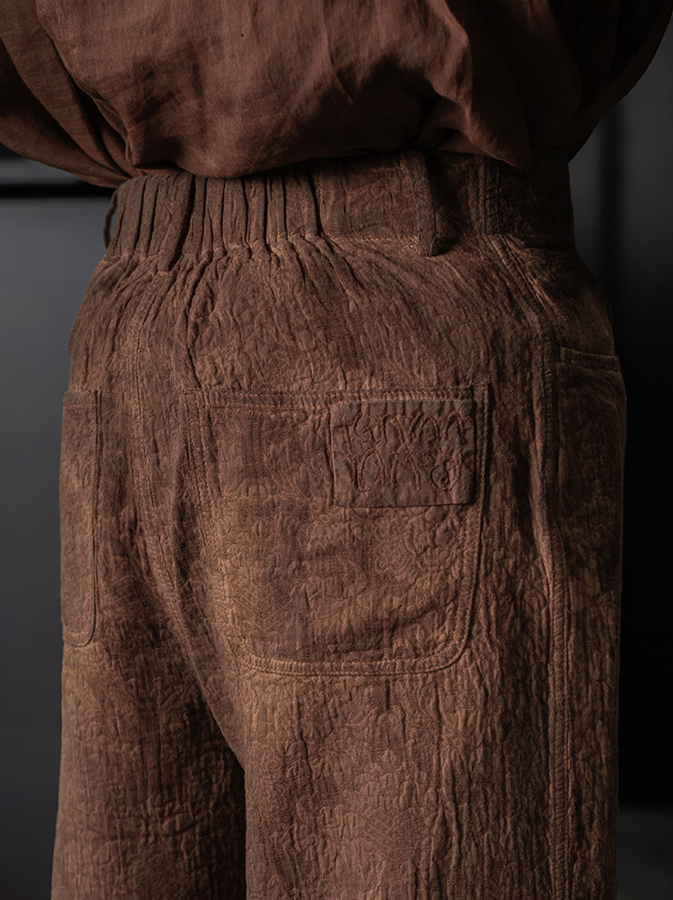 KINYAN LAM<br>Unisex Jacquard Wide Capri Trousers / Brown