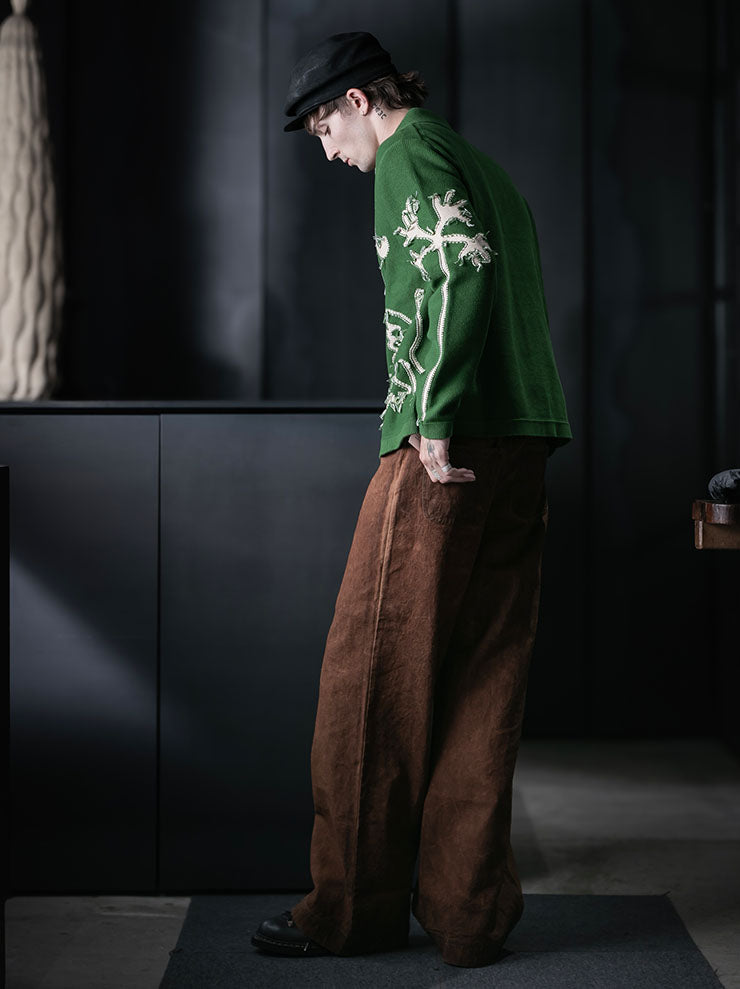 KINYAN LAM<br>UNISEX Relaxed Fit Collared Cardigan / Green