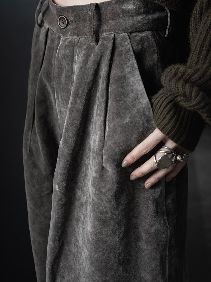 UMA WANG<br> WOMENS VELVET TROUSERS / DARK GRAY
