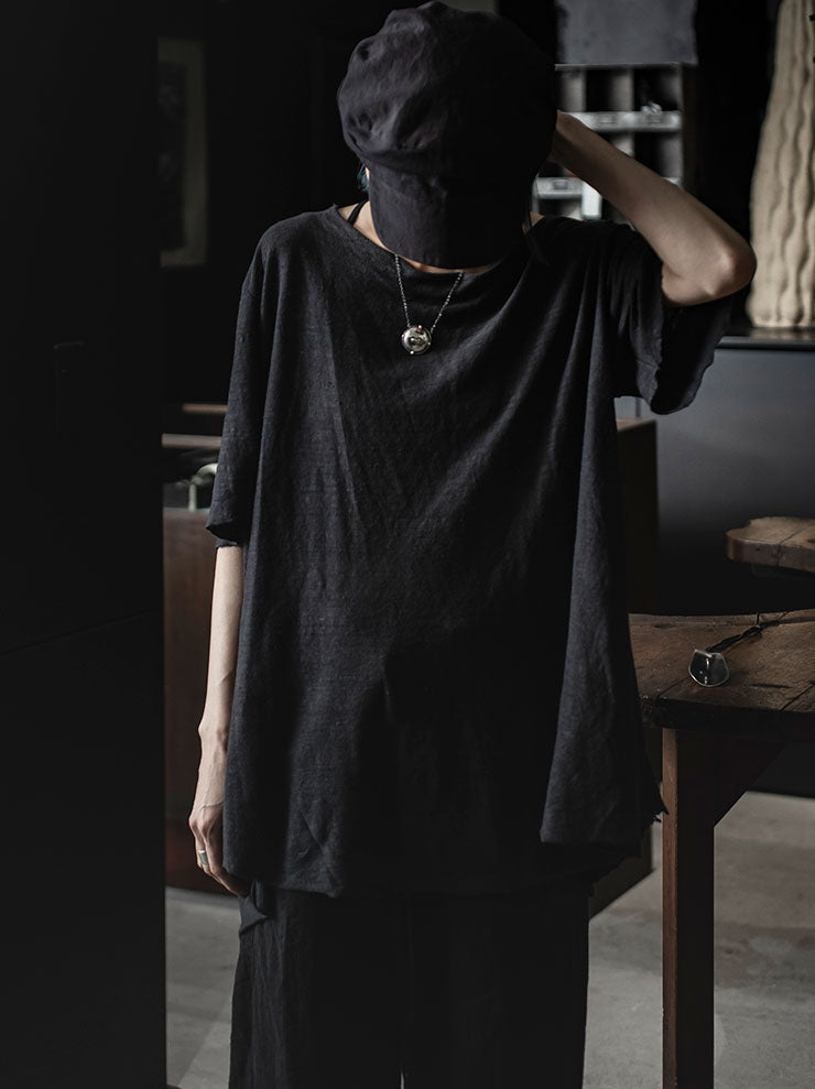 ATELIER SUPPAN<br> WOMENS BLACK HEMP T-SHIRT