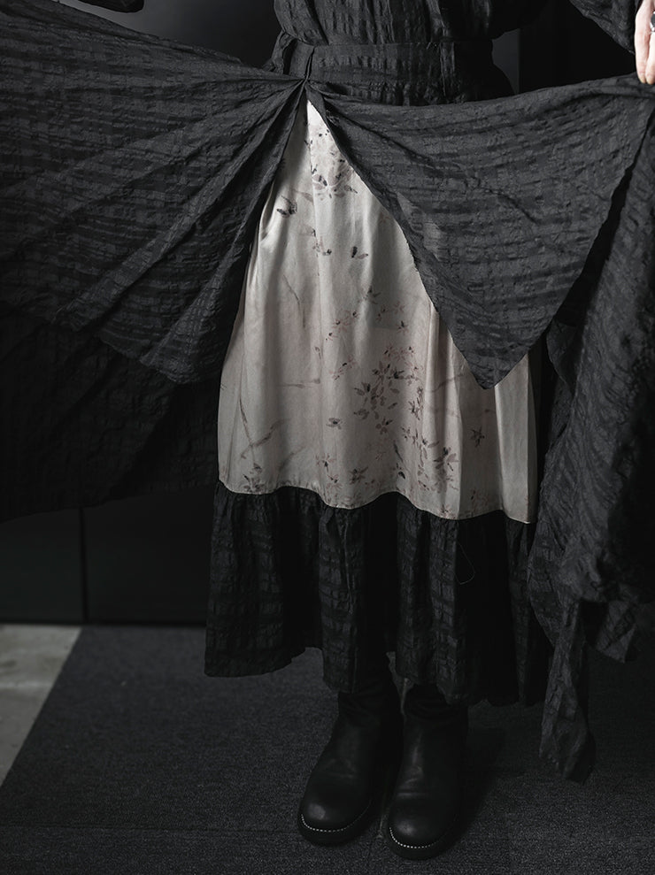 CHIAHUNG SU<br>HAND WOVEN CHECKER MIDI SKIRT / BLACK CHECKER