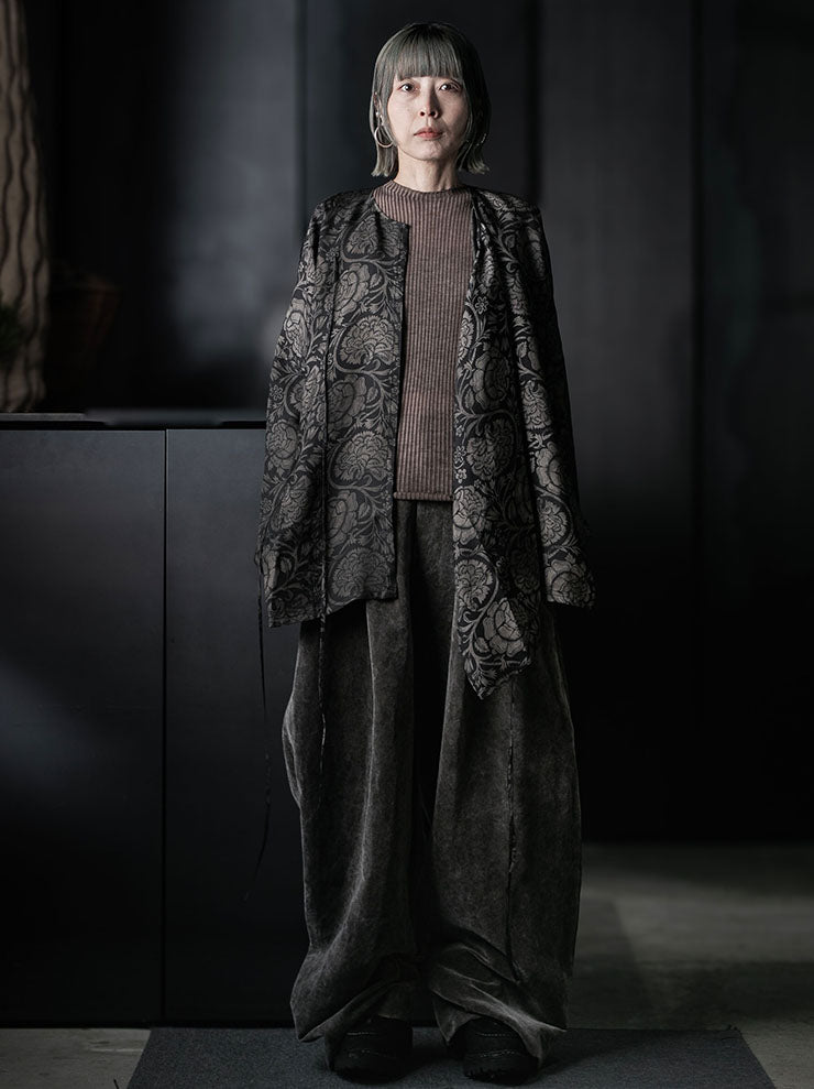 UMA WANG<br>WOMENS TANESHA TOP / BLACK×TAN