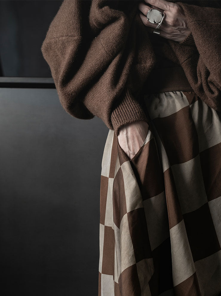 UMA WANG<br>WOMENS GROP SKIRT / MUSTARD/TAN