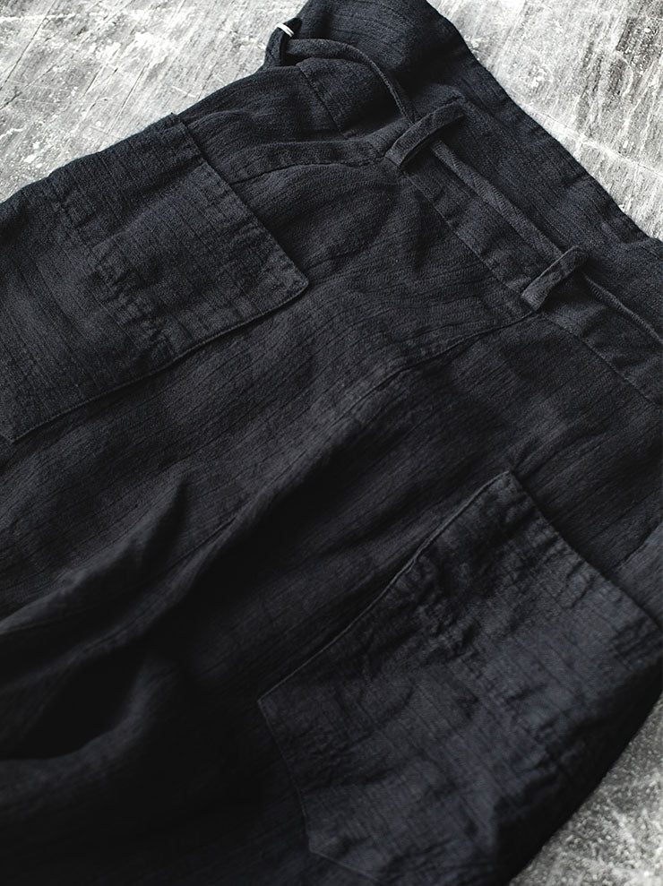 ATELIER SUPPAN<br> WOMEN High Waist Black Linen Trousers