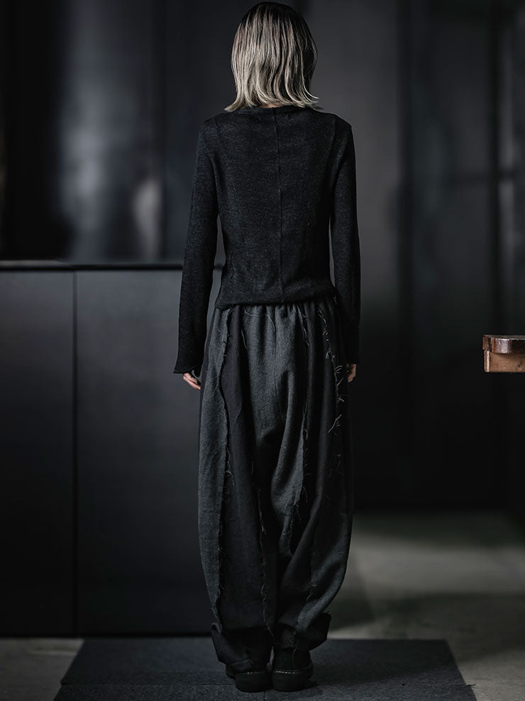 CHIAHUNG SU<br>WOMENS HAND DYED & KNITTING PATCH-WORK TOPS / DYED BLACK