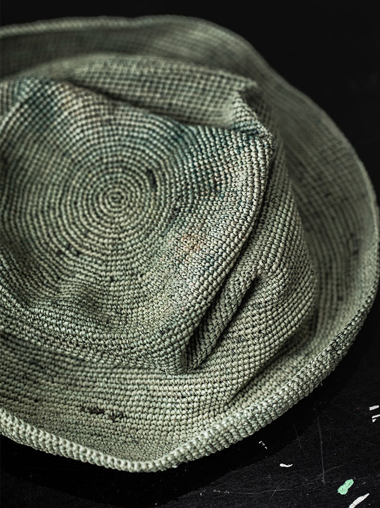 HORISAKI<br> ONE OF A KIND COLLECTION Straw Hat OOAK23 NO. 120 / GREEN