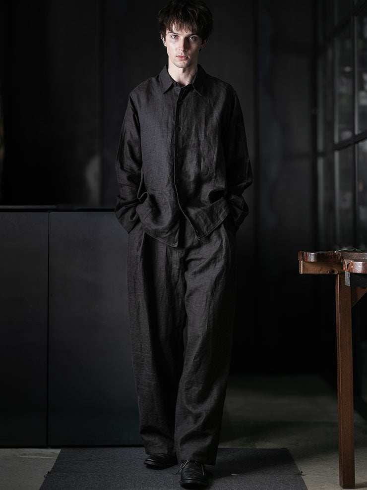 toward(s)<br> WELT SHIRT IN LINEN / Brown &amp; Black