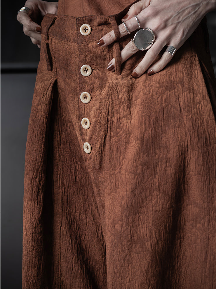 KINYAN LAM<br>WOMENS Natural Dye Jacquard Balloon Cut Trousers / Brown