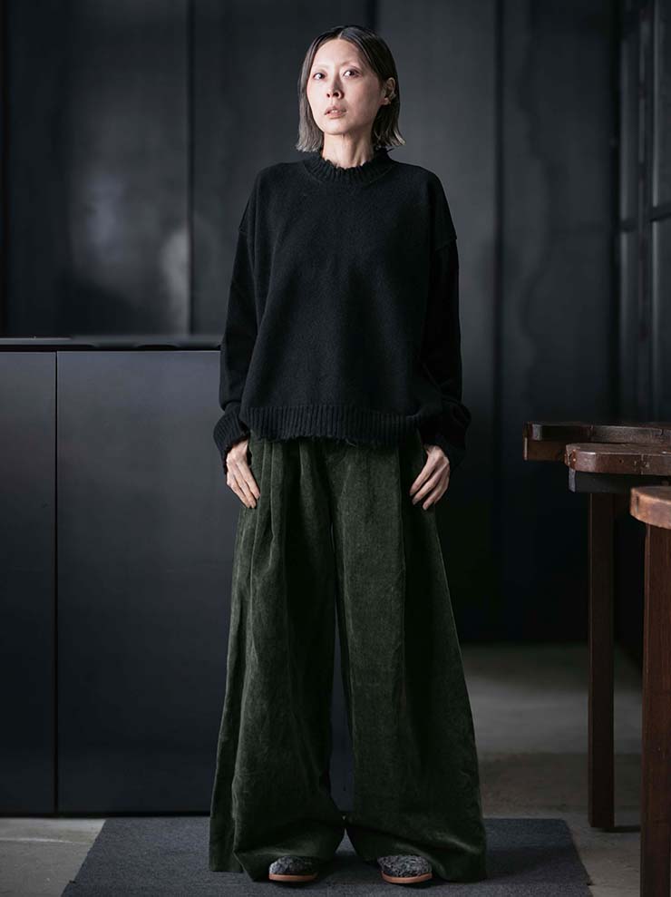 UMA WANG<br> WOMENS CASHMERE LONG SLEEVE KNIT / BLACK