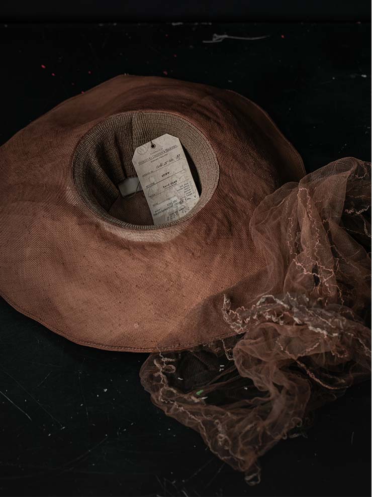 HORISAKI<br> ONE OF A KIND COLLECTION Sisal Straw Hat with Embroidered Veil OOAK25 NO.183 / VARIOUS