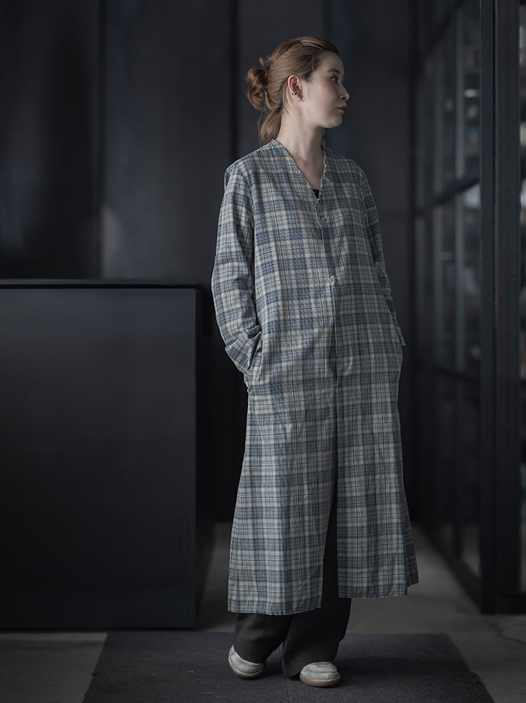K'ANG<br>WOMEN BACK TIED LONG SHIRT DRESS / BLUE